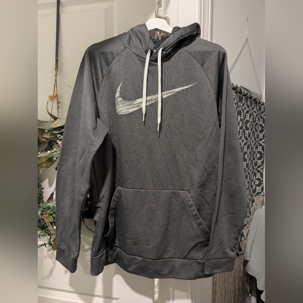 Nike Men's Gray Athletic Hoodie Dri-Fit Large